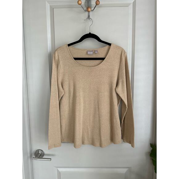 Chico's Gold Metallic Lightweight Sweater Sz. 2/Large - Picture 1 of 7
